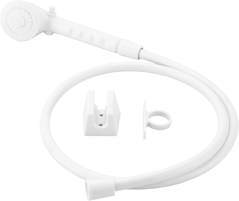 gcbcrit RV Shower Head with Hose, Outdoor Shower, Non-Metallic Outdoor RV Shower Kits Replacement, Camper Shower Head Kits with Hose Guide and Shower Wand Bracket Holder (White) - Image 1